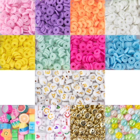 Kit creativ DIY - coliere si bratari cu margele Heishi Pop, 500 piese, Perline ABC - poza 3