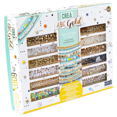 Kit creativ DIY - coliere si bratari cu margele mix aurii, Perline ABC - poza 1