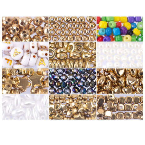 Kit creativ DIY - coliere si bratari cu margele mix aurii, Perline ABC - poza 2