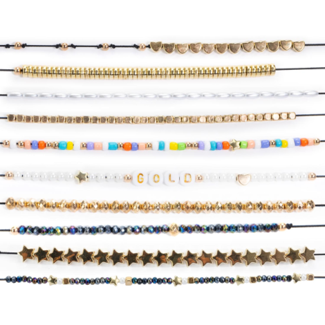 Kit creativ DIY - coliere si bratari cu margele mix aurii, Perline ABC - poza 3