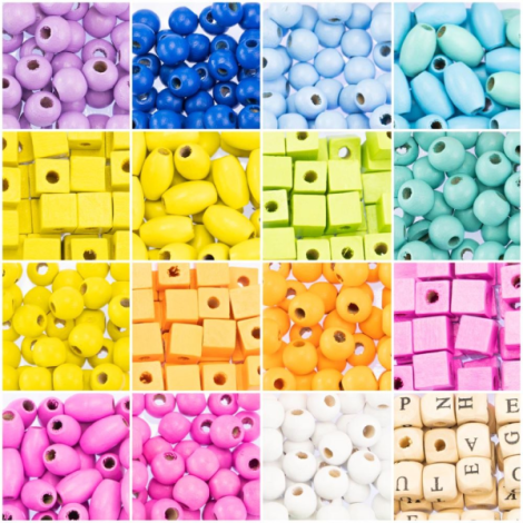 Kit creativ Mega DIY - coliere si bratari cu margele din lemn, 600 piese+ - poza 2