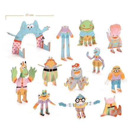 Kit Creativ Monstri de Colorat si Asamblat, Djeco - poza 3