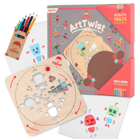 Kit desen si trasare Kipod- Sablon rotativ Montessori, Roboti - poza 1