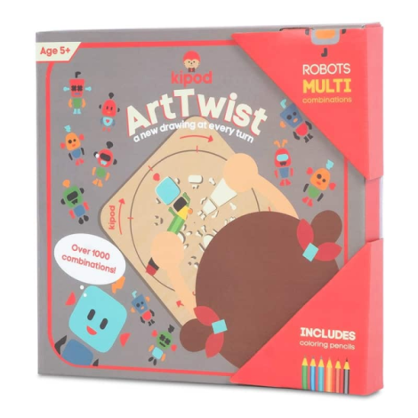 Kit desen si trasare Kipod- Sablon rotativ Montessori, Roboti - poza 5