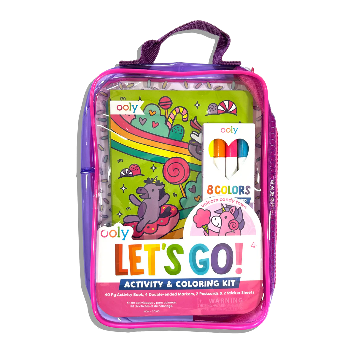 Kit portabil de activitati si colorat - Unicorni - Let s Go! Unicorn Candy Town