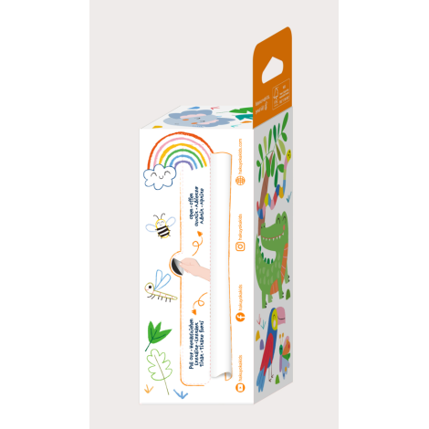 Kit rola de desenat - 2 m, include stickere si 4 creioane colorate cerate, Safari - Haku Yoka - poza 2