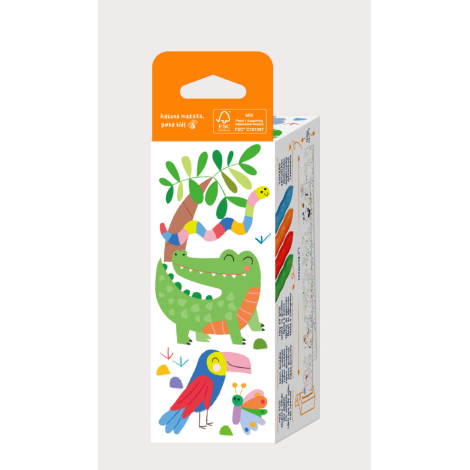 Kit rola de desenat - 2 m, include stickere si 4 creioane colorate cerate, Safari - Haku Yoka - poza 3