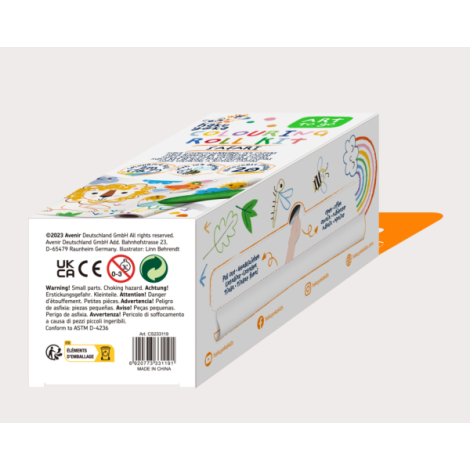 Kit rola de desenat - 2 m, include stickere si 4 creioane colorate cerate, Safari - Haku Yoka - poza 4
