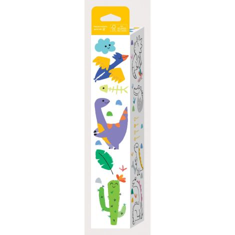 Kit rola de desenat 3 m si 12 creioane colorate cerate, Haku Yoka - Dinozauri - poza 3