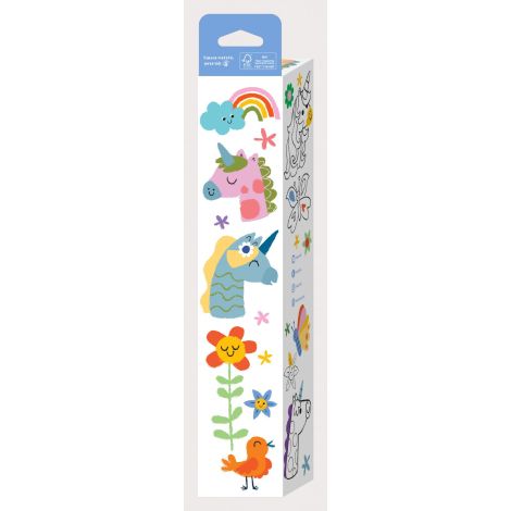 Kit rola de desenat 3 m si 12 creioane colorate cerate, Haku Yoka - Unicorni - poza 3