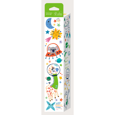 Kit rola de desenat autoadeziva - 3 m si 12 creioane colorate cerate, Spatiu - Haku Yoka - poza 2