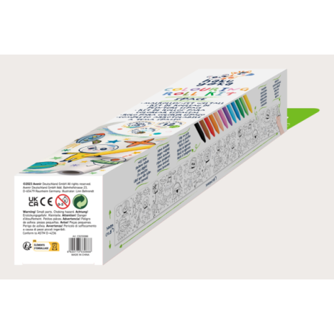 Kit rola de desenat autoadeziva - 3 m si 12 creioane colorate cerate, Spatiu - Haku Yoka - poza 4