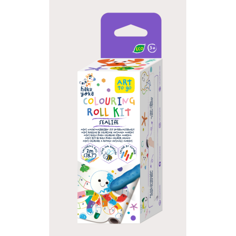 Kit rola de desenat pe numere - 2 m, include 4 creioane colorate cerate, Subacvatic - Haku Yoka - poza 1