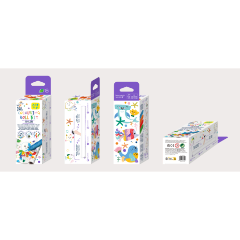 Kit rola de desenat pe numere - 2 m, include 4 creioane colorate cerate, Subacvatic - Haku Yoka - poza 4