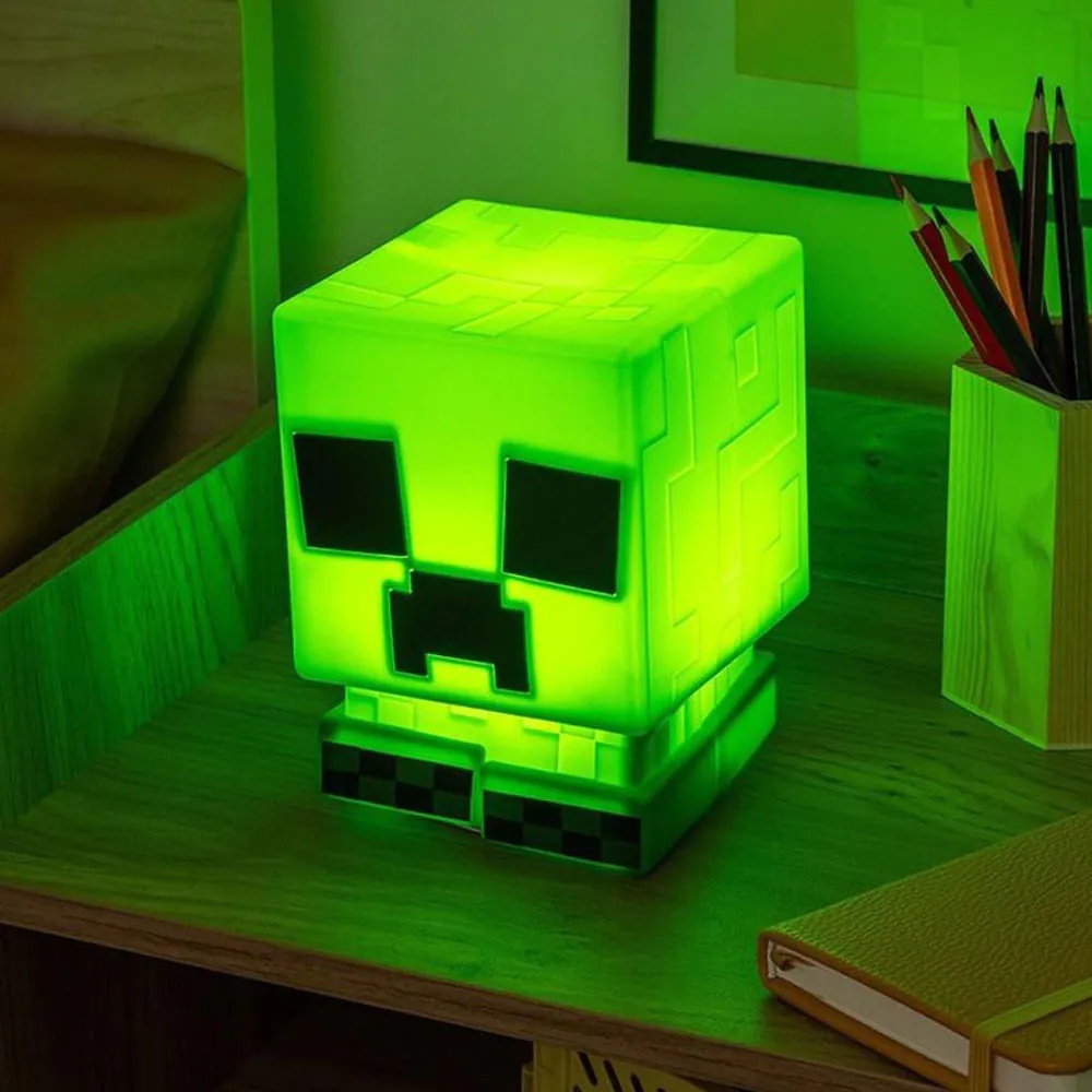 Lampa de veghe ajustabila USB Squishy Glo Creeper Minecraft Paladone 15 cm - poza 5