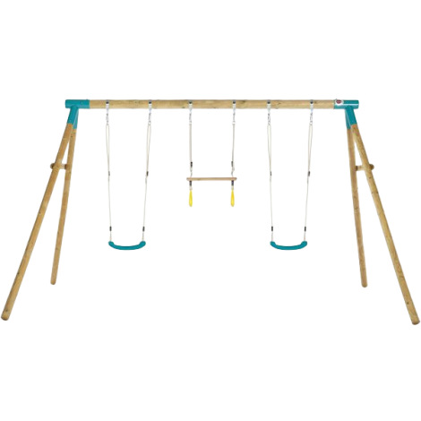 Leagan din lemn pentru 3 copii Mangabey Swing Set Plum 27656
