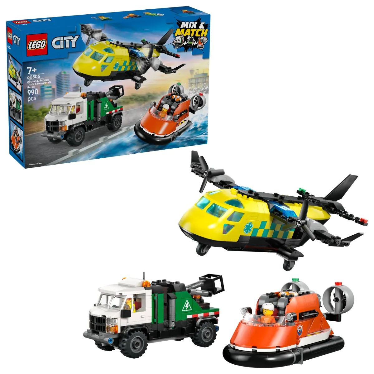 Lego City Avion, autospeciala de service si aeroglisor in versiuni adaptate 60505 - poza 1