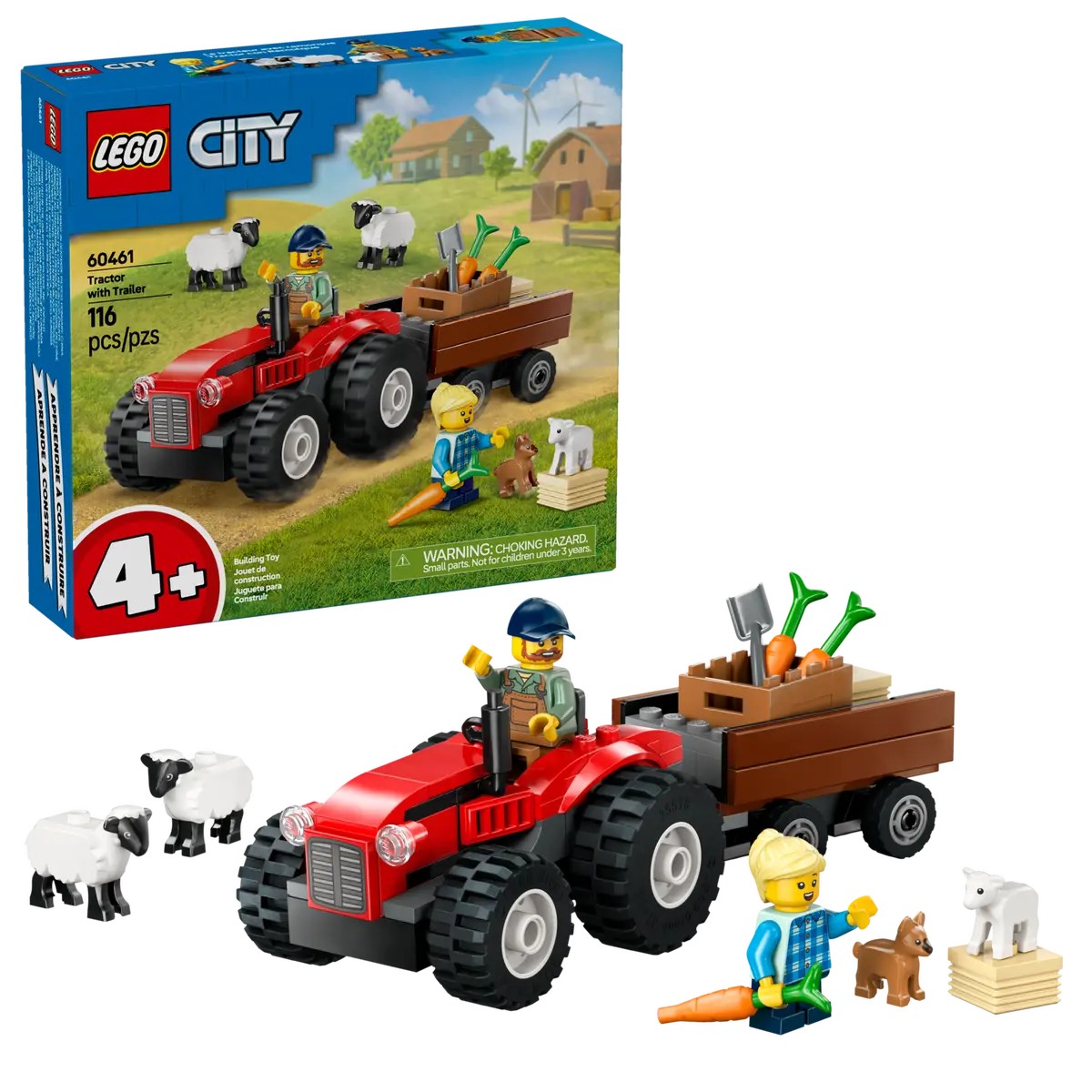 Lego City Tractor de Ferma Rosu cu Remorca si Oi 60461 - poza 1