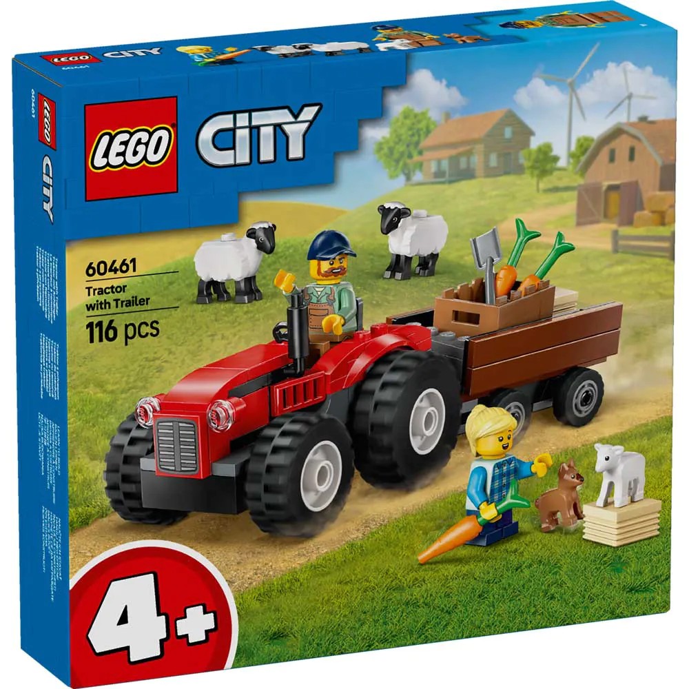 Lego City Tractor de Ferma Rosu cu Remorca si Oi 60461 - poza 2
