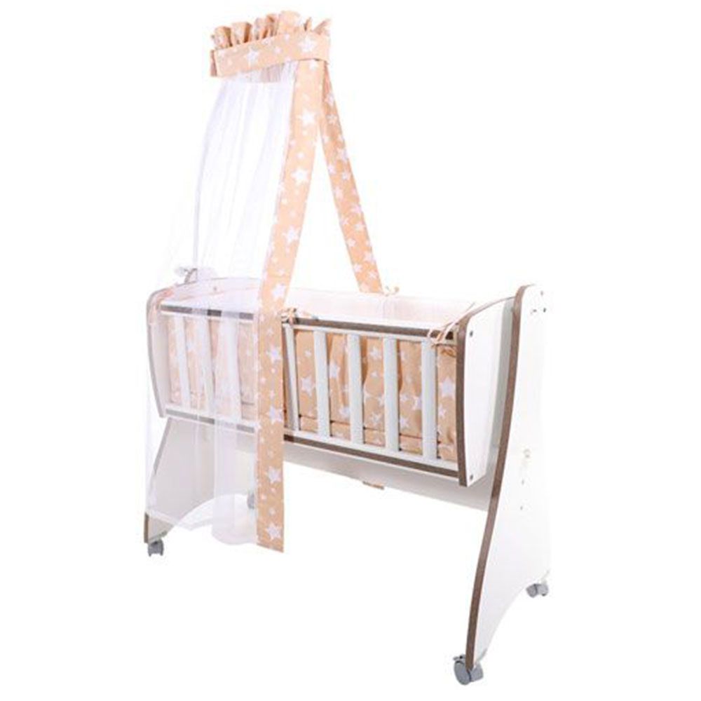 Lenjerie pentru leaganul cu baldachin First Dreams Lorelli Beige Stars - poza 1