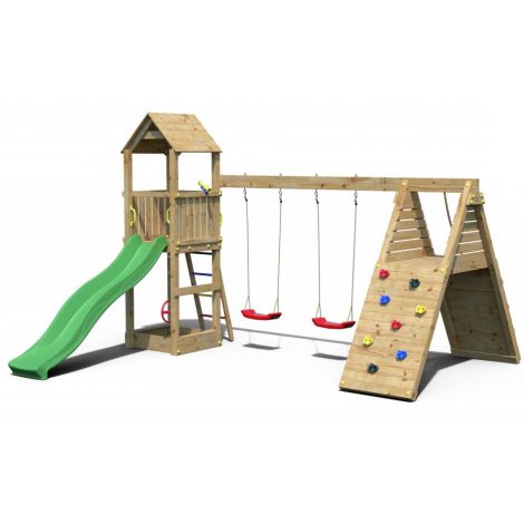 Loc de joaca din lemn Fungoo FLEPPI cu 2 leagane si catarator 04630PK - poza 1