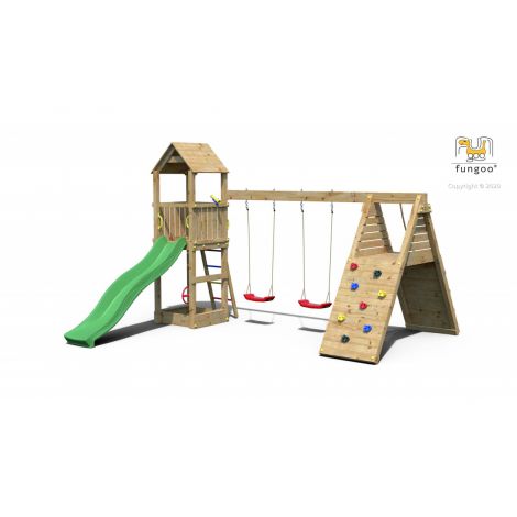Loc de joaca din lemn Fungoo FLEPPI cu 2 leagane si catarator 04630PK - poza 2