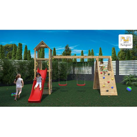Loc de joaca din lemn Fungoo FLEPPI cu 2 leagane si catarator 04630PK - poza 3
