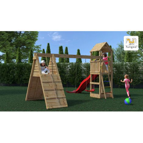 Loc de joaca din lemn Fungoo FLEPPI cu 2 leagane si catarator 04630PK - poza 4