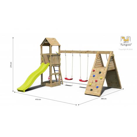 Loc de joaca din lemn Fungoo FLEPPI cu 2 leagane si catarator 04630PK - poza 5
