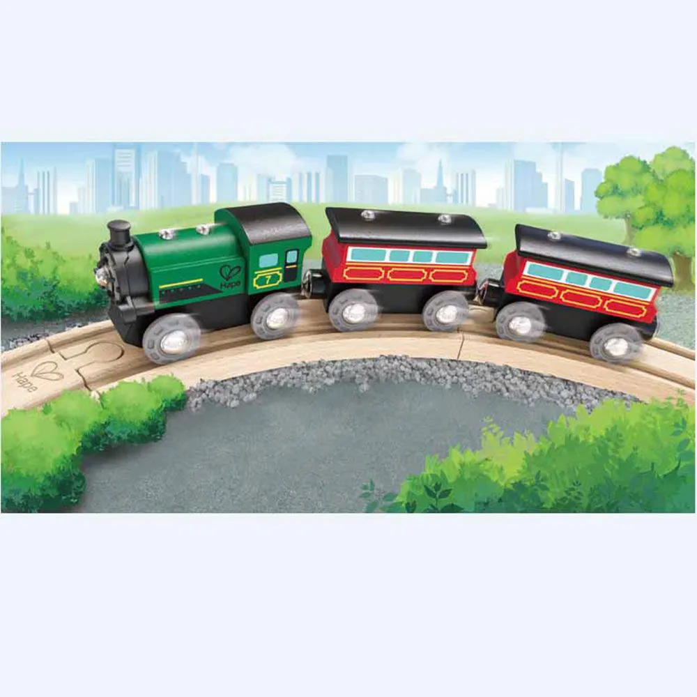 Locomotiva cu 2 vagoane din lemn Hape - poza 3