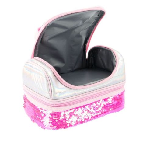 Lunch box Girabrilla , cutie termica matlasata cu paiete reversibile si interior impermeabil - poza 2