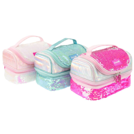 Lunch box Girabrilla , cutie termica matlasata cu paiete reversibile si interior impermeabil - poza 5