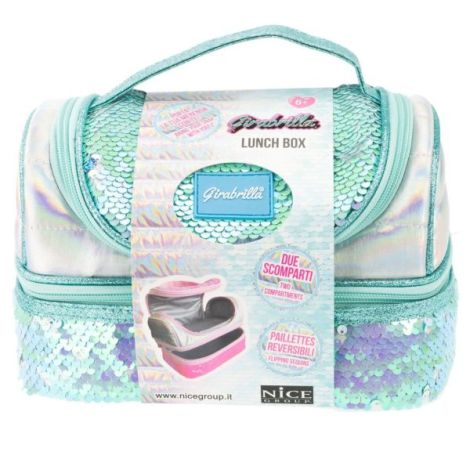 Lunch box Girabrilla , cutie termica matlasata cu paiete reversibile si interior impermeabil