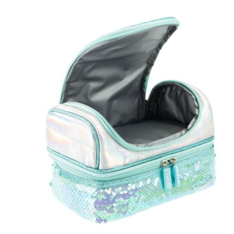 Lunch box Girabrilla , cutie termica matlasata cu paiete reversibile si interior impermeabil - poza 2
