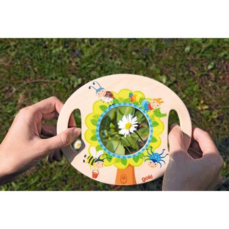 Lupa din lemn si plastic 18x15 cm, cu manere, pentru copii mici - poza 4