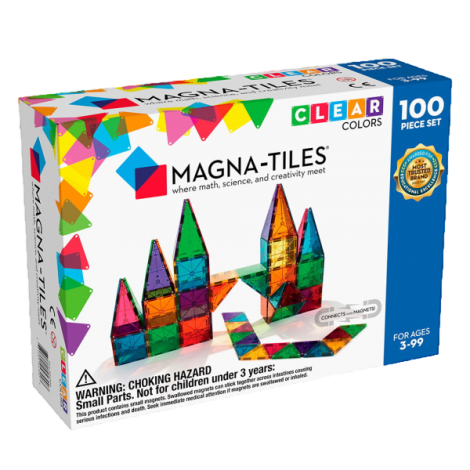 Magna-Tiles Clear Colors set magnetic (100 piese) - poza 1