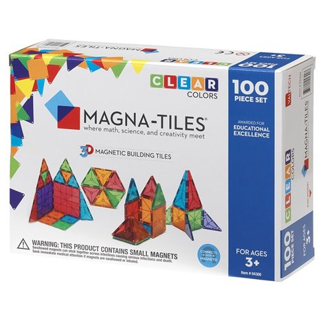Magna-Tiles Clear Colors set magnetic (100 piese) - poza 2