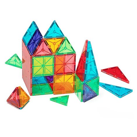 Magna-Tiles Clear Colors set magnetic (100 piese) - poza 3