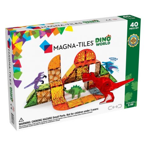 Magna Tiles Dino World, set magnetic 40 de piese - poza 1