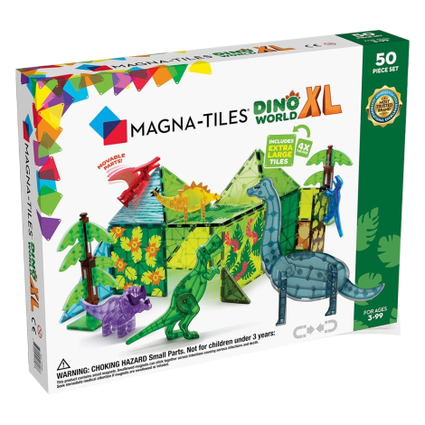 Magna-Tiles Dino World XL, set magnetic 50 de piese - poza 1