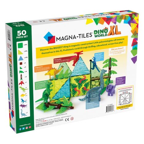 Magna-Tiles Dino World XL, set magnetic 50 de piese - poza 2