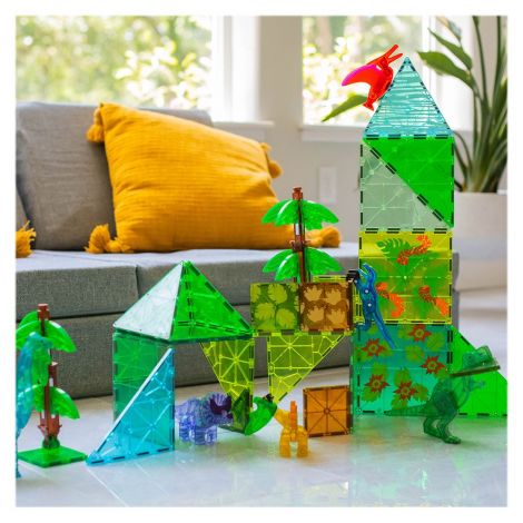 Magna-Tiles Dino World XL, set magnetic 50 de piese - poza 4