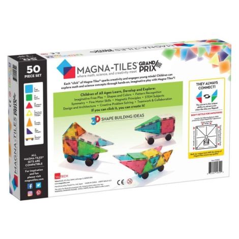 MAGNA-TILES Grand Prix, set magnetic 50 de piese cu masinute - poza 4