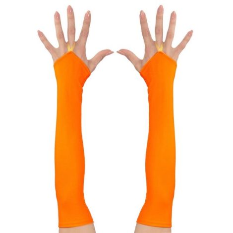 Manusi neon portocaliu fara degete - poza 3