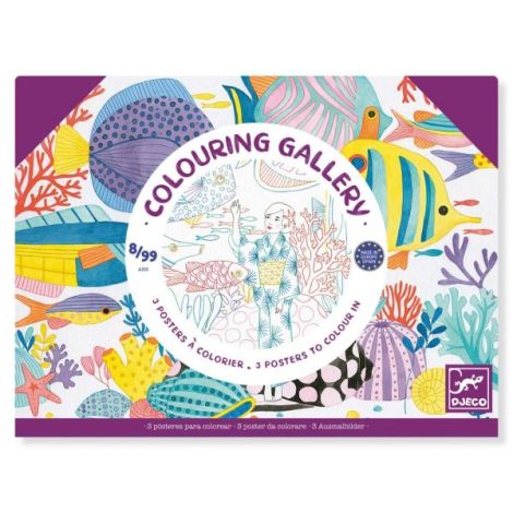 Mapa cu 3 postere de colorat motive japoneze, Djeco - poza 1