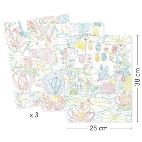 Mapa cu 3 postere de colorat motive japoneze, Djeco - poza 4