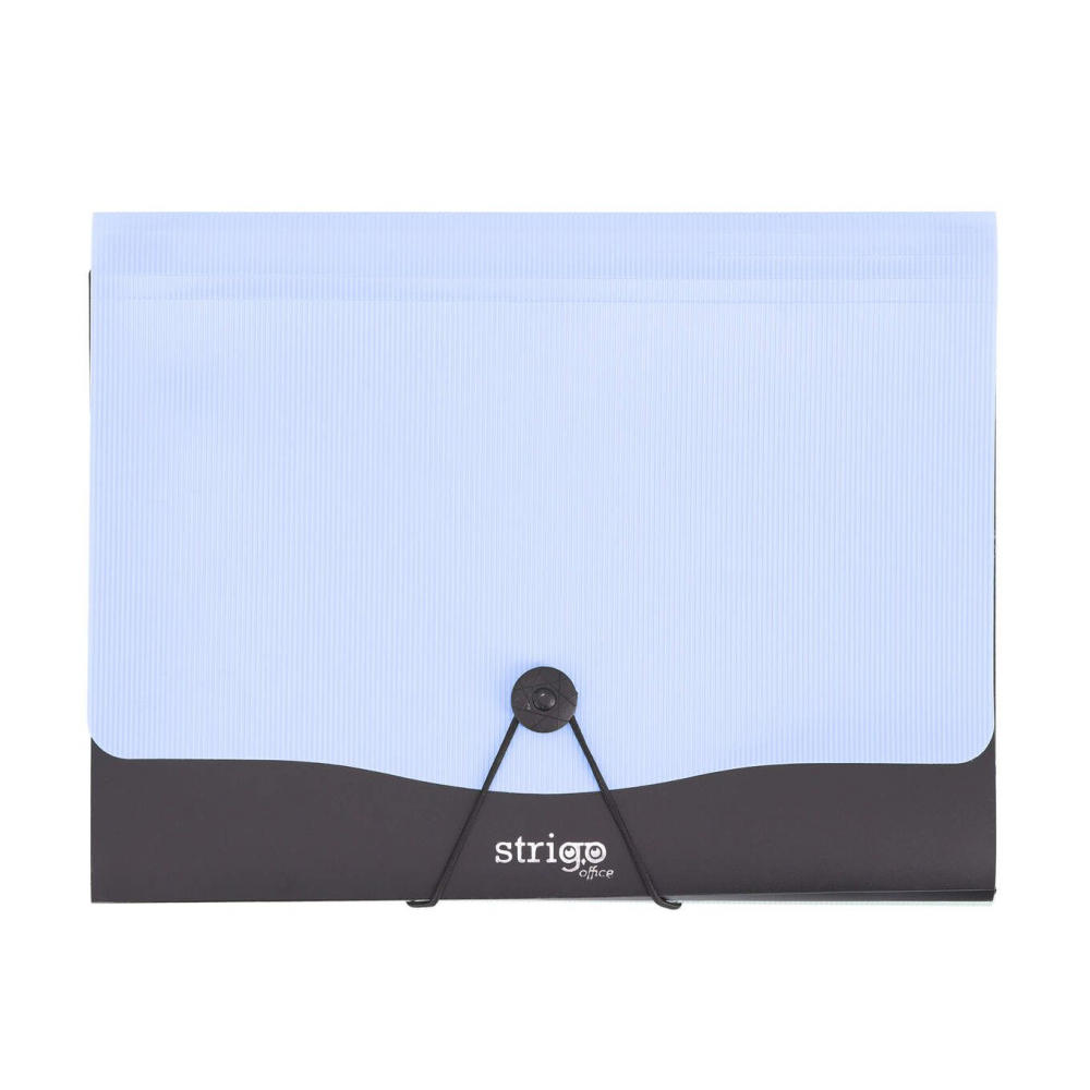 Mapa Strigo A4 cu 13 compartimente, elastic si clips , albastru