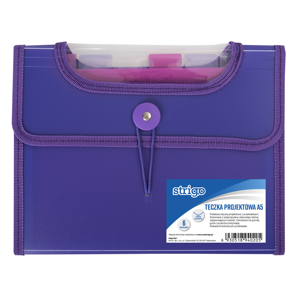 Mapa Strigo Plastic Extensibil A5, 6 Compartimente, Mov