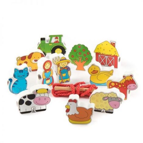 Margele de insirat din lemn, Ferma, Viga Toys - poza 1