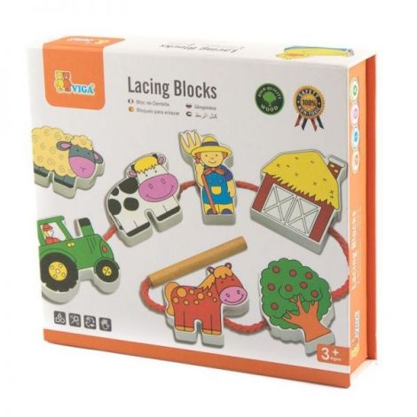 Margele de insirat din lemn, Ferma, Viga Toys - poza 2